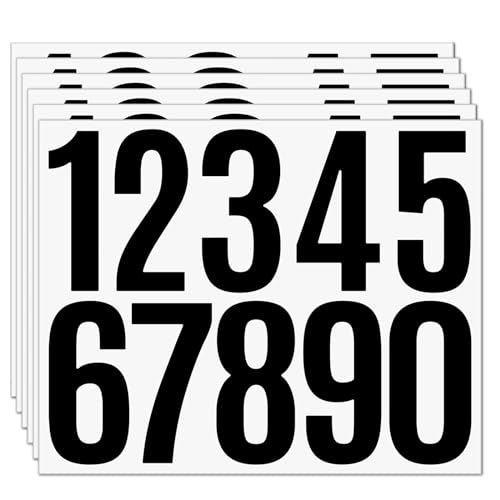 GHYPL Black 3 Inch Waterproof Vinyl Mailbox House Number Stickers - 6 Sheets