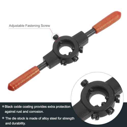 uxcell Die Stock Handle Wrench, for Metric M1-M3 (Metric) / 1/16"-3/32" (UNC/UNF) / 16mm OD Round Dies, 16mm x 5mm Threading Die Holder with Plastic Handle