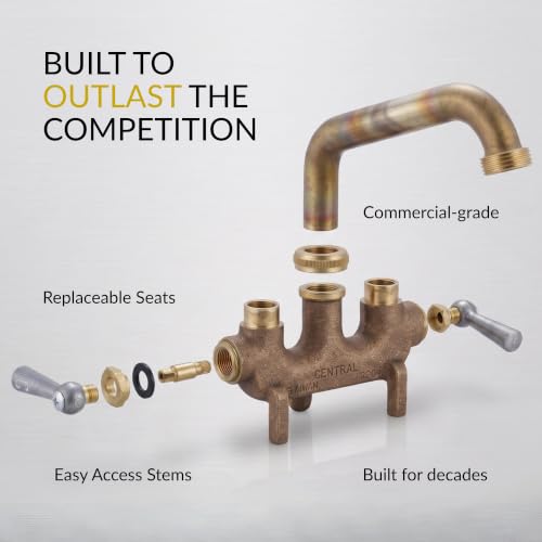 Central Brass 466 Wall-Mount Two Handle Laundry Faucet Commercial Grade