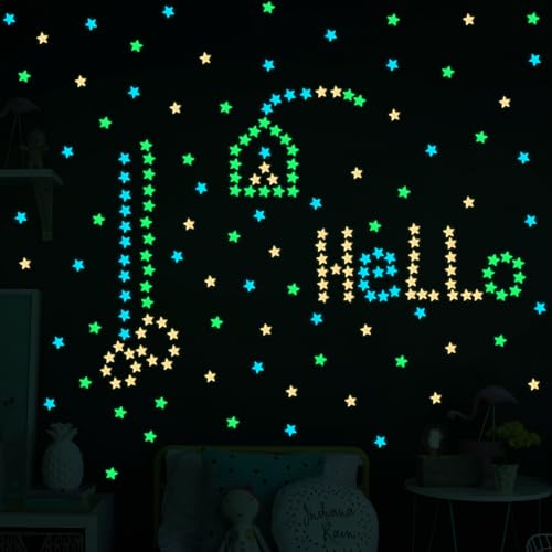 AM AMAONM 100pcs Glow in The Dark Luminous Plastic Stars for Wall & Ceiling, Multicolor, Variation 1