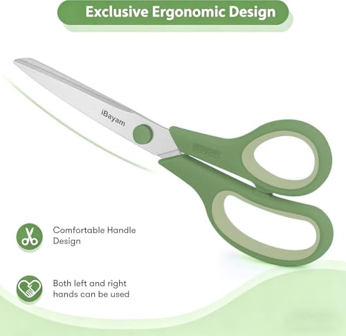 iBayam 8.5-Inch Pastel Heavy Duty Craft Scissors 3-Pack with Sharp 2.5mm Blades