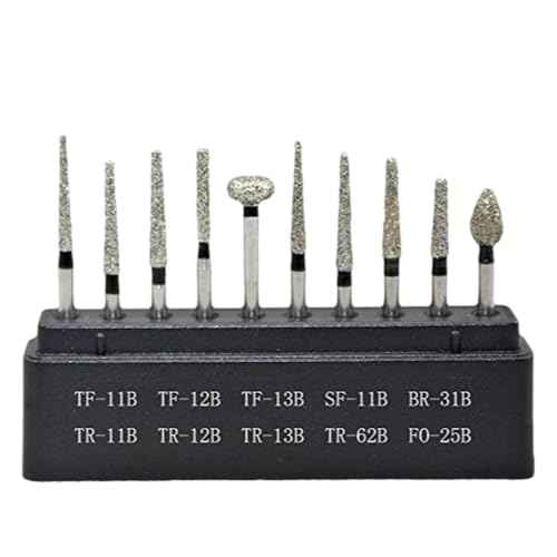 10pcs Diamond Burs FG Diamond Burs, 120 Grit, Medium, Compatible with Angle Grinder, Die Grinder, Flex Shaft Machine