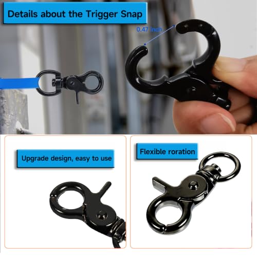 Autokcan 10PCS Trigger Snap Hooks 2.32'' Zinc Alloy Black Heavy Duty for Dog Leash & Bag Clips