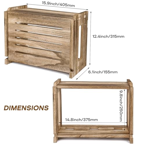 Wooden Router Shelf Wall Mount WiFi Router Storage Box Modem Cable Router Cover Organized Power Strip Cable Management Hider Rack 14.9 * 9.8 * 5.6 in (L* H * W)