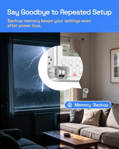 HBN Digital Indoor Outlet Timer for Lights, Lamps, Fans, & Appliances