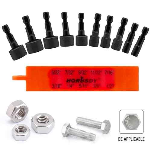 HORUSDY 22-Piece Power Nut Driver Set for Impact Drill, SAE and Metric, 1/4¡± Nut Driver Hex Keys, Hex Head Drill Bit Set