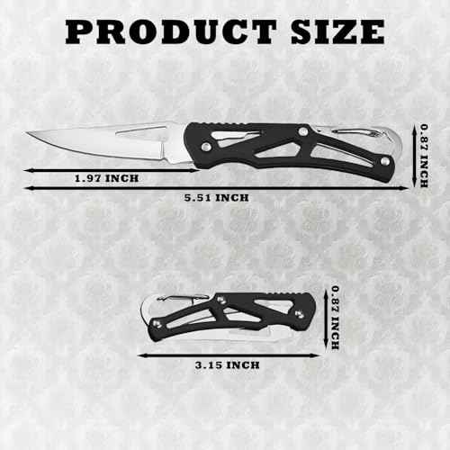 4PCS Folding Knives with Keychain Ring, Compact Stainless Steel Pocket Knives, Small Pocket Knife for Outdoor, Camping, Survival, and Everyday Carry (Black, Silver, Blue, Green)