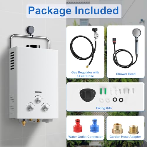 Portable 6L Propane Tankless Water Heater for RV Camping Boat Cabin