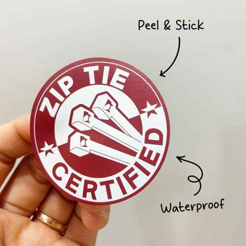 GRITKULTURE Zip Tie Certified Decal 10 Pack for Carpenter Technician Mechanic Electrician DIY Construction 2" Hard Hat Sticker Die-Cut Vinyl Sticker for Water Bottle Tumbler Laptop Cars