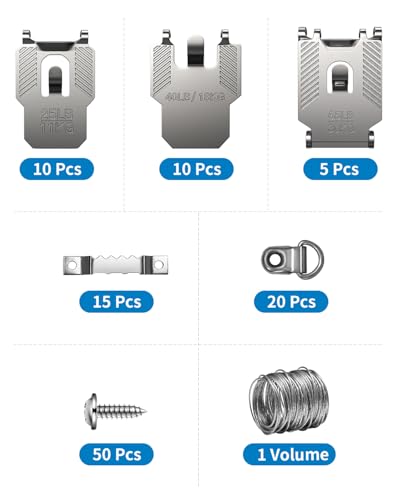 ApeBest 111Pcs Heavy Duty Picture Hanging Kit Hooks for Drywall, Model 110, 25-65LB Capacity
