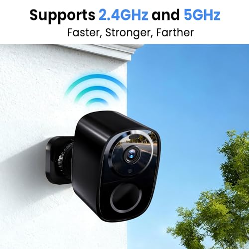 Realhide Black 2K UHD Wireless Security Camera with Full-Color Night Vision, 6-Month Battery, Dual WiFi & Cloud Storage