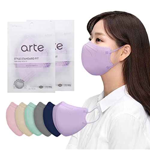 HOMSSEM Arte Korean Mask For Adults Dust Mask Made In Korea 2d?4Layer Protective Filter Ideal Fit for Comfortable 5 Color (Purple 10p)