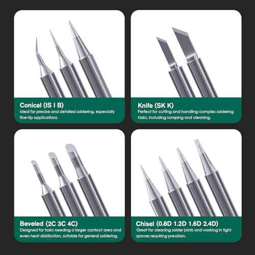 HANGLIFE 900M Soldering Iron Tips with Tip Holder for Hakko, Yihua, Atten, Quick, Ryobi, and More Soldering Stations/Guns - Replacement Solder Tips for Welding Equipment & Accessories (12 pcs)