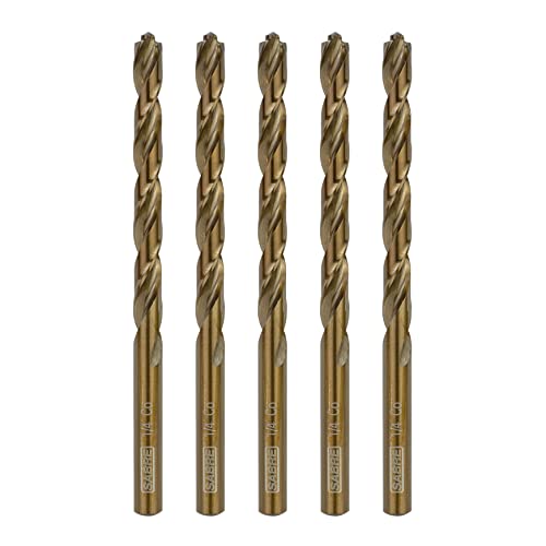 1/4 Inch Cobalt Drill Bits 5pcs Heavy-Duty Metal Drill Bit Set for Steel, Cast Iron (1/4" x 4")