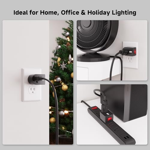 [ETL Listed] Cable Matters 3-Pack Grounded Outlet Switch with Power Button - Black