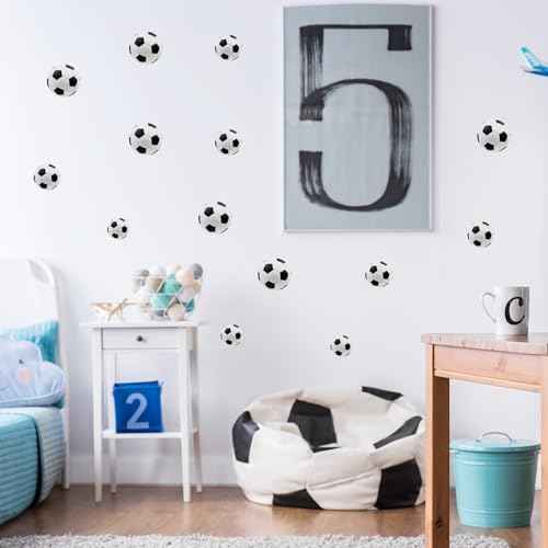 60 Pcs Soccer Wall Decals Soccer Wall Stickers Pegatinas para Pared Children Kids Baby Bedroom Room Wall Decals Decor Art Kindergarten Playground Party Stickers