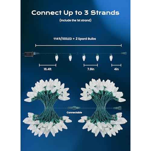 Minetom C9 Christmas Lights Outdoor, 100 FT 150 LED Connectable C9 String Lights with 8 Modes and Timer Extendable Xmas Tree Patio Roofline Garden Yard Holiday Party Indoor Outdoor Decoration, White