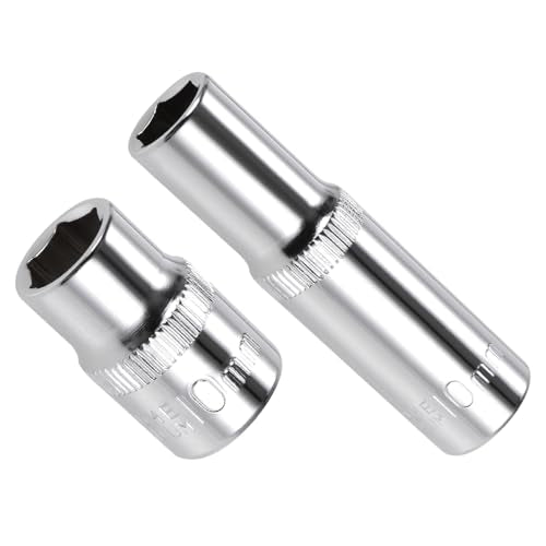 6-Point Socket, 3/8" Drive 10mm Deep, Polished Chromed CR-V Metric Deep and Shallow Impact Socket - (Applications: for Ratchet Torque Electric Wrenches Car Repair), 2-Pieces