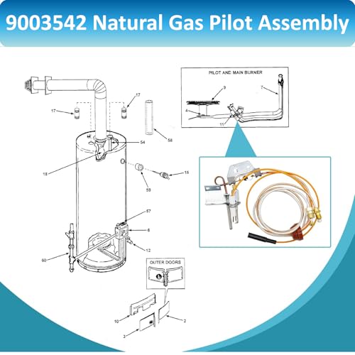 Long Term 9003542 Pilot Assembly for Natural Gas Water Heaters - Compatible with Reliance, A.O.Smith, Kenmore, State GS & GSX, Replaces 100109295