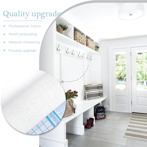 Dimoon 17.7x118 White Peel and Stick Embossed Vinyl Wallpaper Eco-Friendly Wall Covering