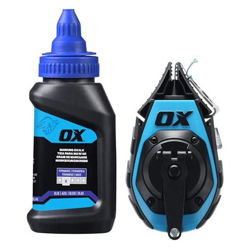 OX Pro Precision Chalk Line Reel 50ft with 1.5oz Refiller Bundle (1 Count)