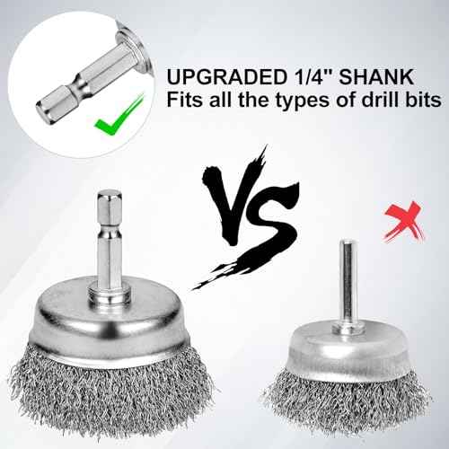 6PCS Professional Wire Wheel Brush Set, Carbon Steel Cup Wire Brush for Drill with 1/4 Inch Hex Shank, Wire Brushes Drill Attachments for Cleaning Rust Removal, Corrosion & Scrub Surfaces, Drill Brush