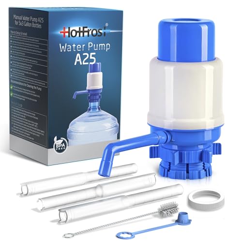 Blue Manual Water Pump for 5 Gallon Jugs - Non-Electric Hand Dispenser with Adjustable Tubes & BPA-Free Components