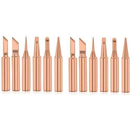 12pcs 900M-T Series Soldering Iron Tips, Bestgle Pure Copper Soldering Tips Replacement for Precision Welding ? Compatible with Hakko, TENMA, ATTEN, Quick, Aoyue, Yihua Solder Station