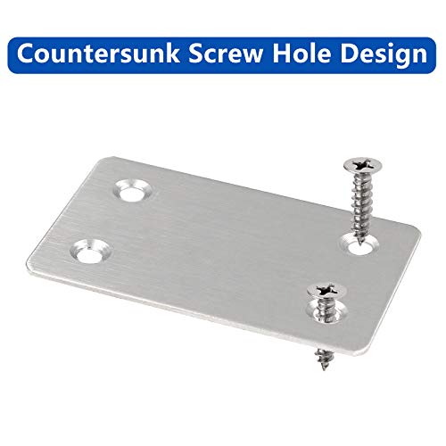 BokWin 12Pcs Flat Stainless Steel Mending Plates 2.4 x 1.5 Inches Silver