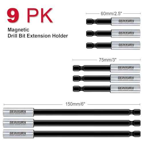 9Pc Cr-V Screwdriver Bit Holders, Extension Socket Drill Bit Magnetic Holder Hex Shank Quick-Change Drill Bit Guide (2.5¡±3¡±6¡±)