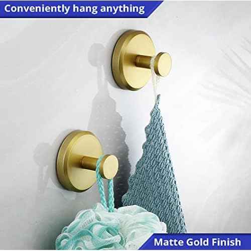 HOME SO Suction Cup Hooks for Shower, Bathroom, Kitchen, Glass Door, Mirror, Tile ? Loofah, Towel, Coat, Bath Robe Hook Holder for Hanging up to 15 lbs ? Waterproof, Matte Brushed Satin Gold (2-Pack)