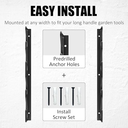 UNITEDPOWER Garden Tool Storage Rack£¬Wall Mounted Garage Organizer£¬Tool Utility Holder for Garden Equipment Shovel Rakes Brooms