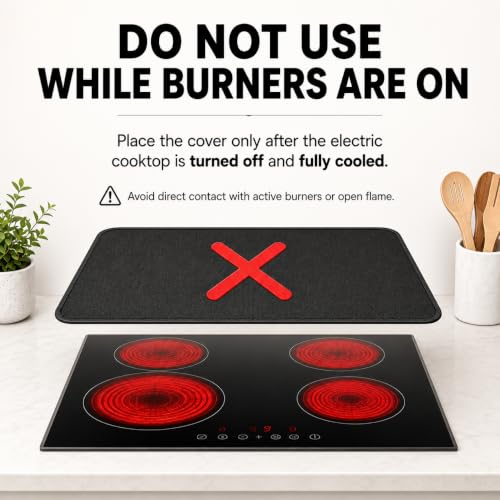 FLASLD 21x29.5 Inch Glass Stove Top Cover - Silicone-Coated Fiberglass, Black, No Logo
