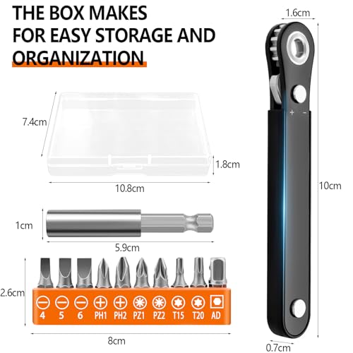 Right Angle Screwdriver Set Mens Gifts, Mini Ratcheting 90 Degree Offset Screwdriver Pocket Mini Low Profile Ratchet Wrench Bit Socket Set Sewing Machine Tool Stocking Stuffers Mens Gifts for Him