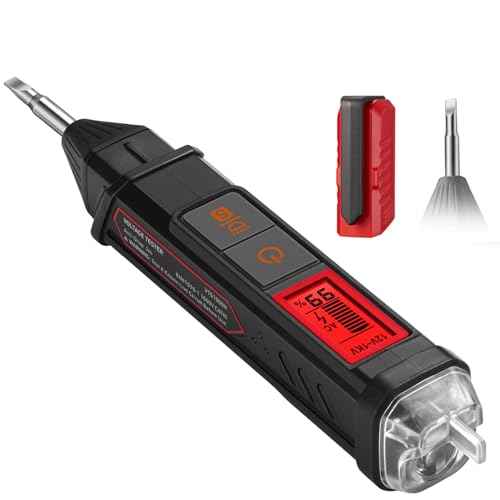 AstroAI VTS1000H Voltage Tester with Screwdriver, Non-Contact Electrical Tester, Dual Range AC 12V/70V-1000V, Live Wire Test, Wire Breakpoint Finder, Audible Alarm, LCD Percentage Display, Red
