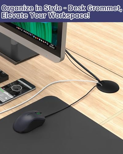 GA1FSL 2 Inch Black Desk Grommet with Hole Saw - Cable Management Kit