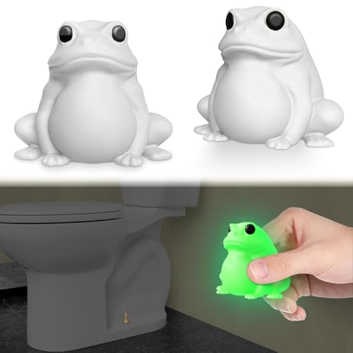 White Frog Toilet Bolt Covers - Glow in the Dark Bathroom Decor (2 Pack)