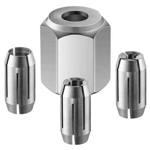 Dreyoo Replacement Collet and Nut Kit Compatible with CN1, Silver, 3 Collets (1/8-inch, 5/32-inch, 1/4-inch) and 1 Nut for Spiral Saw Tools and Drywall Cut out Tools(Silver)