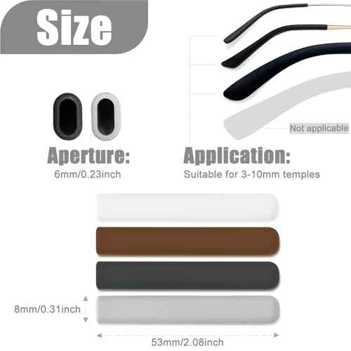 3 Pairs Silicone Glasses Ear Cushion, Eye Glasses Ear Grippers Anti Slip, Rubber Ear Pieces Non Slip, Soft Eyeglass Ear Cushions for Pain, Temple Sleeves Tips Ear Pads for Preventer (Black)