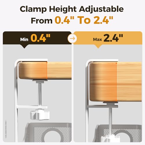Cinati White Under Desk Cable Management Tray 13.4" Metal Cord Organizer - No Drilling, 1 Pack