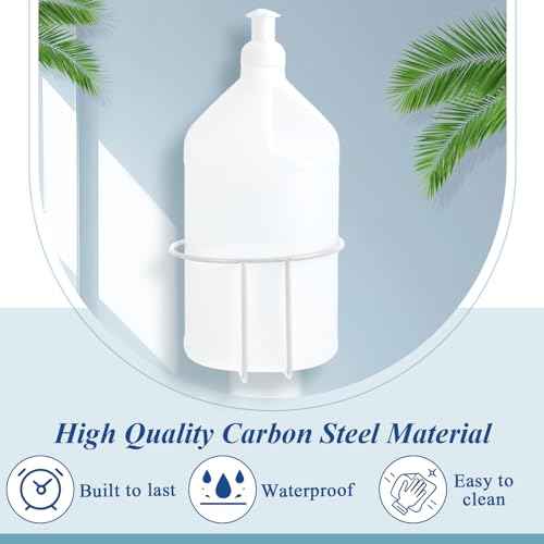 Hicarer 2 Pcs One Gallon Jug Storage Rack Wall Mounted Heavy Duty Steel Wall Rack for 1 Gallon Bottle Round Water Jug Holder with Hardware Hand Sanitizer 6-3/4" W x 5" H x 6-1/2" D (White)