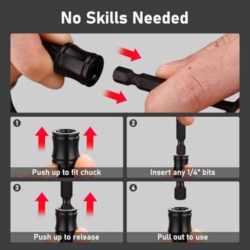 Valkynos 6 Pcs Drill Bit Holder Mens Gifts, 1/4 Bit Holder Key Chain, Impact Bit Holder, Quick Release Bit Organizer Cool Gadgets for Nut Driver Screwdriver&Drill Bits w/Key Chain Carabiner