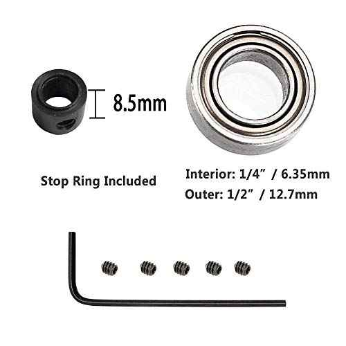 5pc 1/4 inch The Shank with Bearings Accessory Kit Ball Bearing for Router Bit -Interior:6.35MM Outer:12.7MM