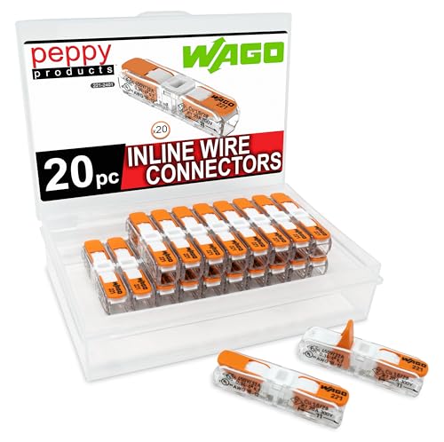 Peppy Products Pack of 20 WAGO 221-2401 Lever Wire Nuts Inline Connectors