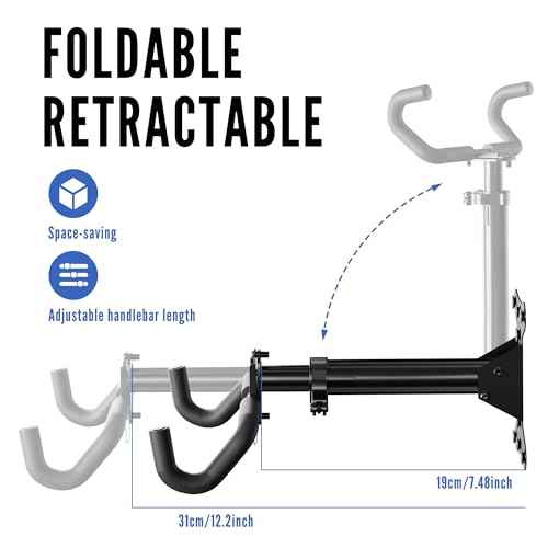 Bike Wall Mount Hanger - Adjustable Horizontal Bicycle Storage Rack for Garage and Home - Metal Hook Holder for Road, Mountain, and Hybrid Bikes