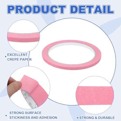 MECCANIXITY Masking Tape 0.2 Inch x 21 Yard Painter's Tape Pink Paint Tapes for DIY Crafts Arts Drawing Decoration Labeling Car Painting Artist Teachers, Pack of 6