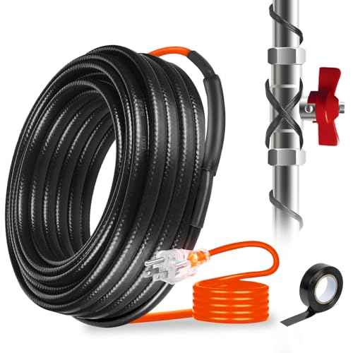 50FT Heating Cable for Metal and Plastic Home Pipes, Energy-efficient, Self-Regulating Pipe Heat Tape for Water Pipes, Pipe Freeze Protection, Keeps Water Flowing at -40¢µ, ETL Listed,120V (50FT)