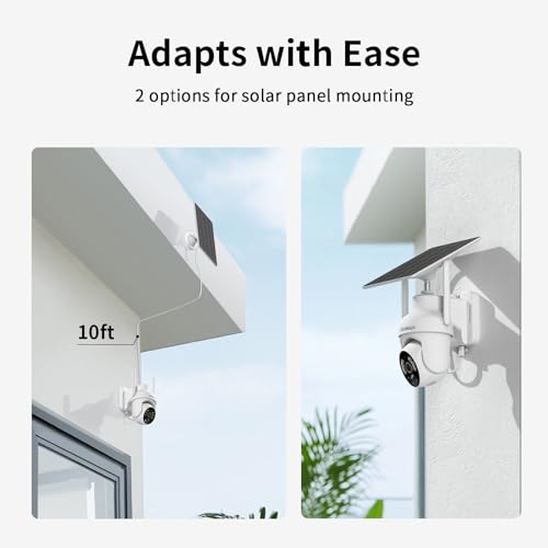 SEHMUA White 2-Pack 2K Solar WiFi Security Cameras with Pan/Tilt, Night Vision, Two-Way Audio