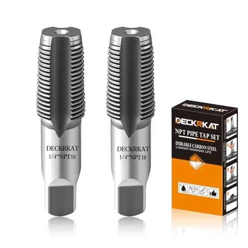 DECKRKAT 2-Piece 1/4" NPT Pipe Tap - High Carbon Steel Pipe Threading Tool, 18 Threads Per Inch Precision Internal Tap for Plumbers, Mechanics & DIY, with Protective Case.
