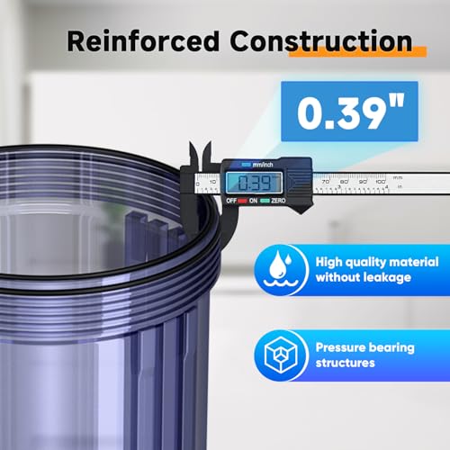 PUREPLUS 1 Count Whole House Water Filter Housing with Pressure Gauge, 1" NPT - Universal Clear